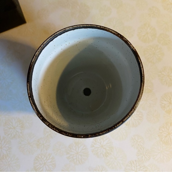 Vintage Speckled Stoneware small flower pot and saucer made in Japan - Picture 4 of 6